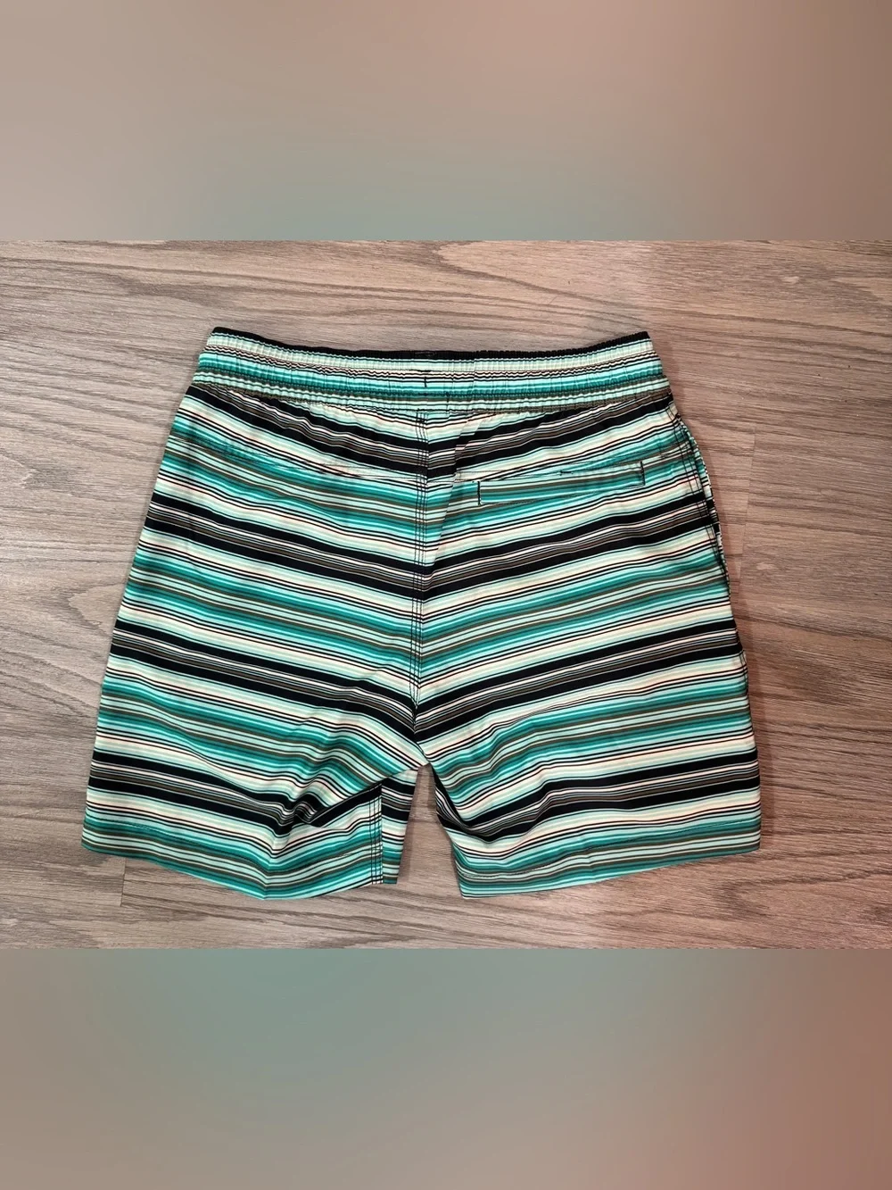 Y2K Style Billabong Striped Board Shorts Teal Green Gorpcore Surf Swim Trunks S